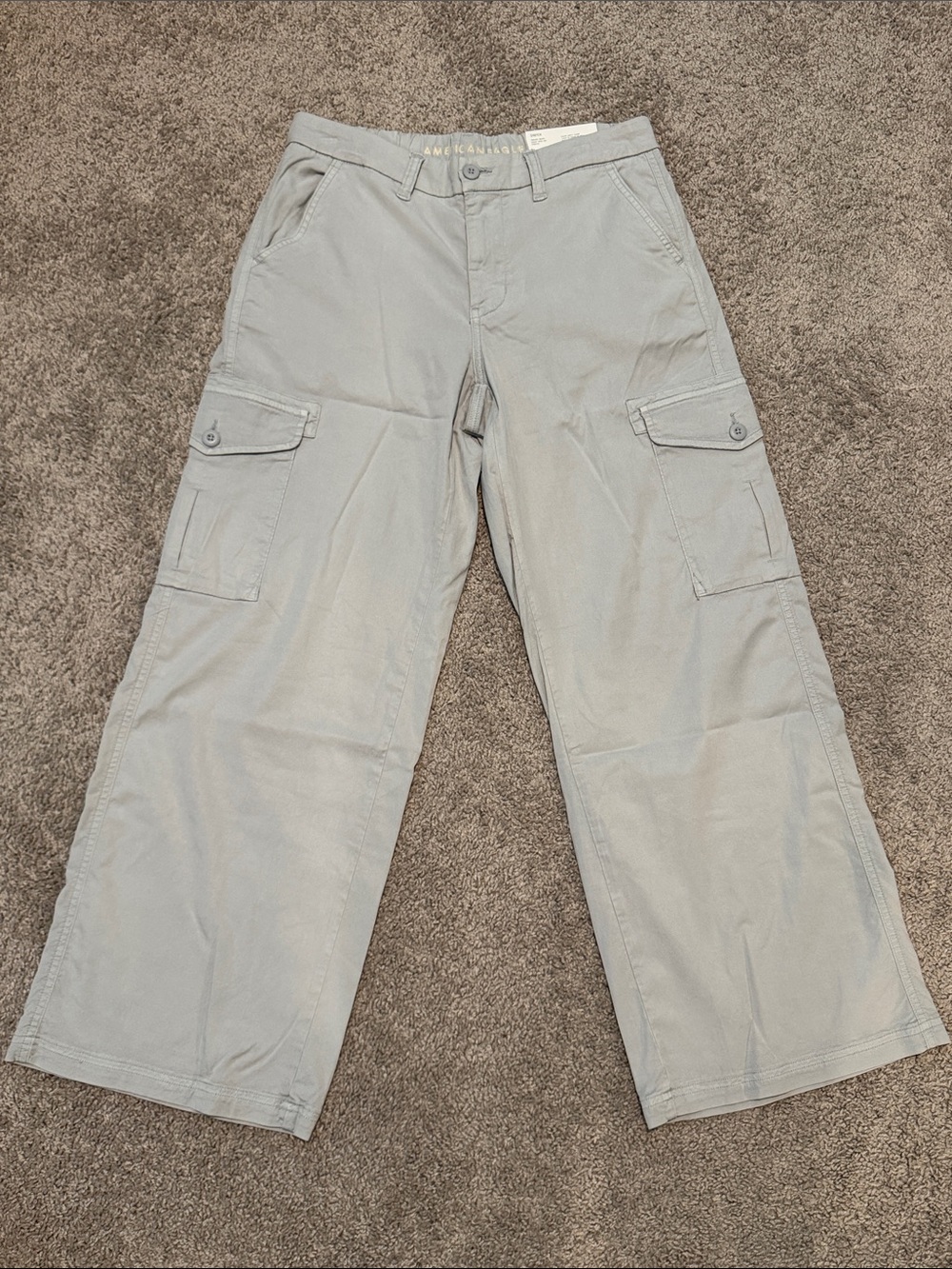 American Eagle Light Gray Wide Cargo Pants